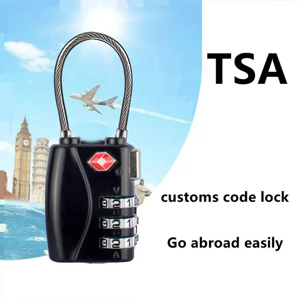 Security Small Padlock Cable Luggage Lock Padlock with Steel Cable Smart Combination Lock TSA Customs Lock Customs Code Lock