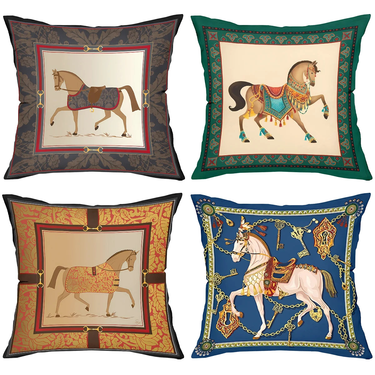 Stylish Horse Patterned Double-sided Printed pillow cover Short plush Suitable living rooms bedrooms sofas throw cushion cover