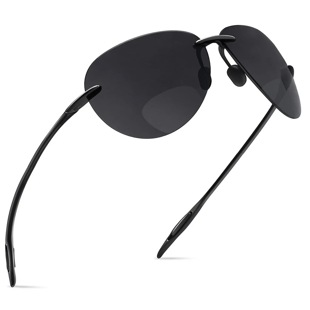 MAXJULI Men sunglasses Classic UV400 Fashion Driving Sports Unbreakable Rimless Oval Male Women's TR90 Frame Sun Eyewear 8008