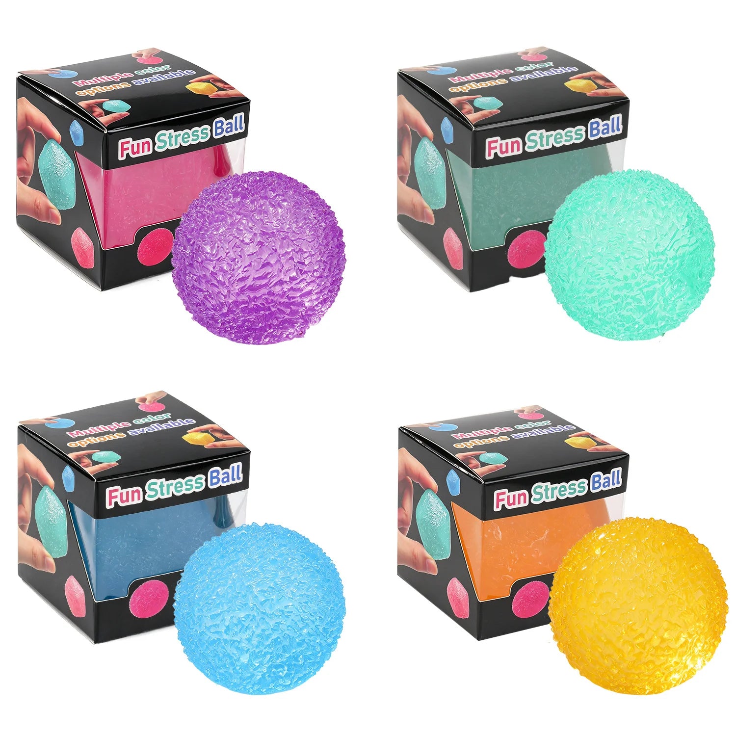 12pcs/Box TPR Maltose 4-Color Grass Ball Squishy Toy Set, Slow Rising Stress Relief Decompression Fidget Blind Box