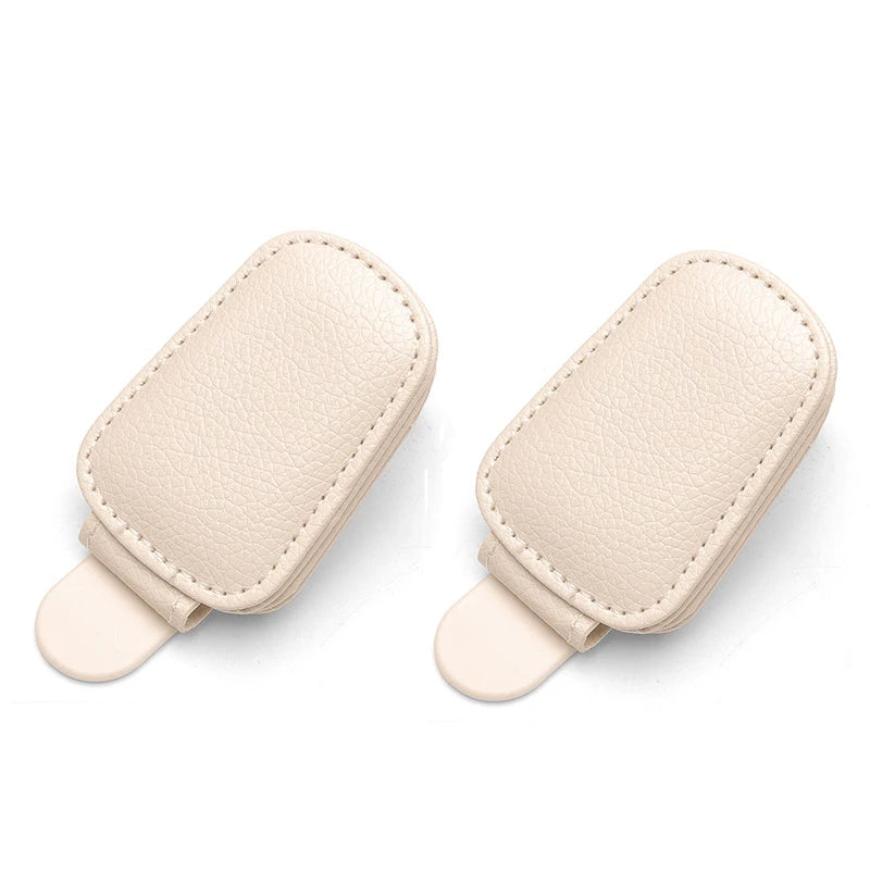 Sunglasses Holder Is Suitable for Car Sun shades Magnetic Leather Sunglasses Clip and Ticket Clip Car Sunshade Accessories
