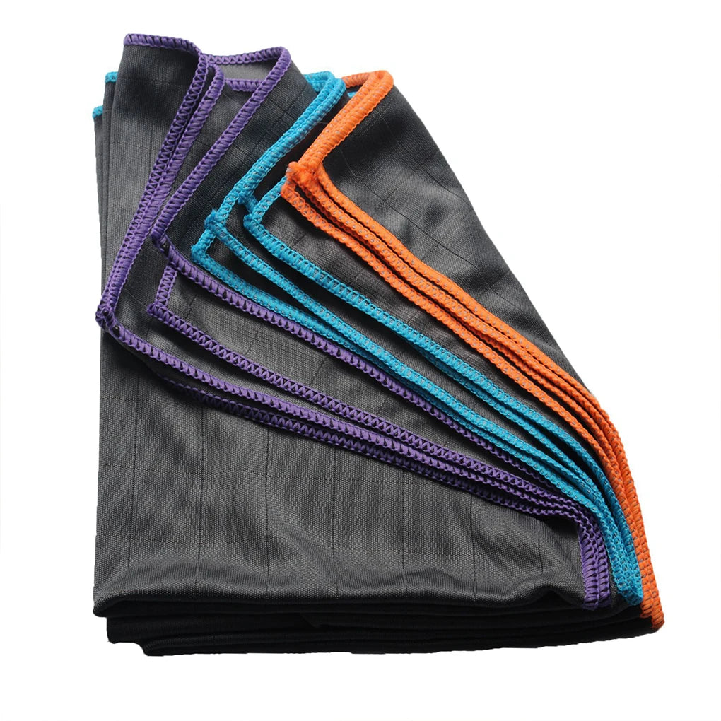5pcs Microfiber Carbon Cloth to Wipe Windows Wine Glasses Tableware Glass Cleaning Cloth Carbon Fiber Rag for Car Windows