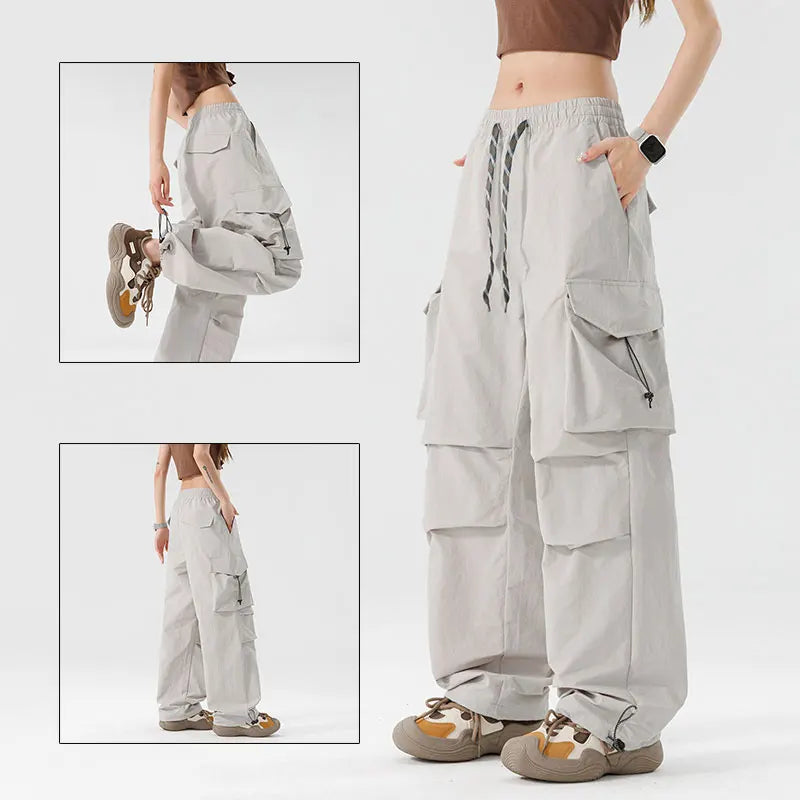 Women Hiking Pant Elastic Waist Trouser Adjustable Cuff Windproof Pant Men Outdoor Camping Pant Multiple Pockets Waterproof Pant