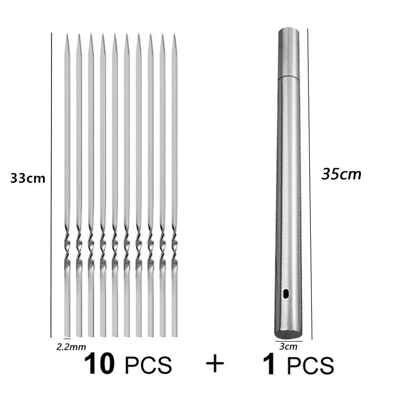Stainless Steel Barbecue Skewer Reusable BBQ Skewers Kebab Iron Stick For Outdoor Camping Picnic Tools Cooking Tools