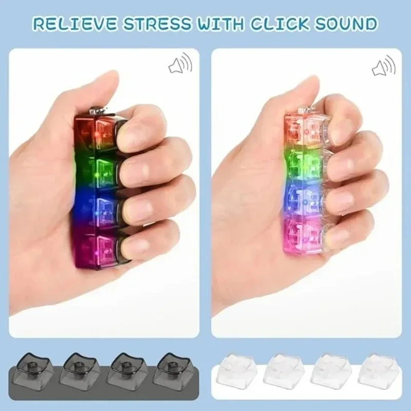 /*LED Keyboard Keychain Fidget Toys Crystal Clicker Sensory Toy for Stress Relief Keyboard Keychain Fidget Gadget for Adults Kid