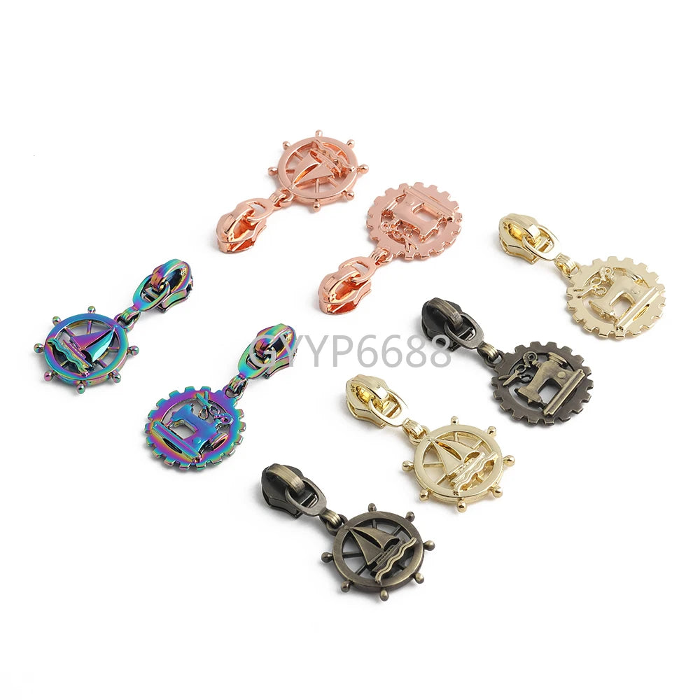 10/40/100PCS Sailboat/Sewing machine Shape 5# Nylon Zipper Puller Slider For DIY Garment Bags Shoulder Shoes Replace Accessories