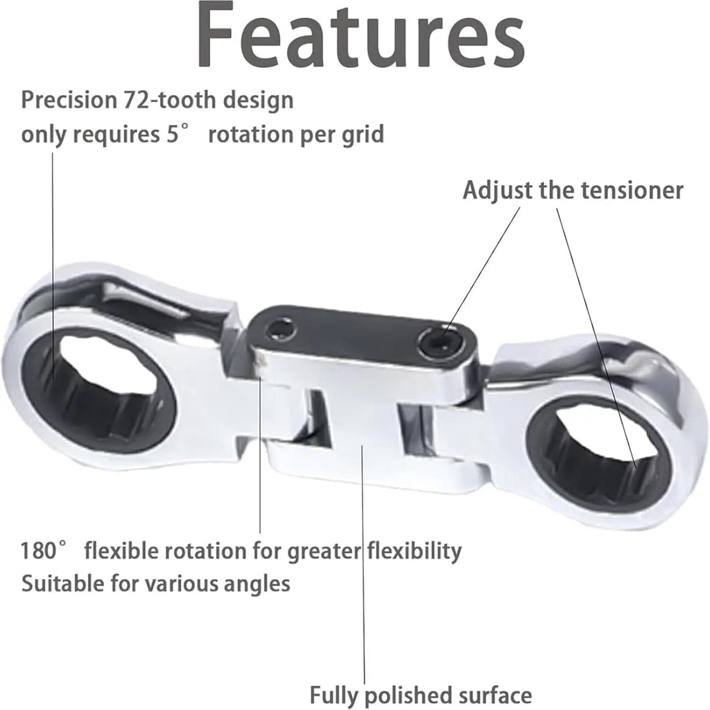 Dual-Drive Ratchet,5 Pack Stubby Wrenches Set,3/4“ Inch Retractable Ratchets Wrenches Set for Narrow Spaces