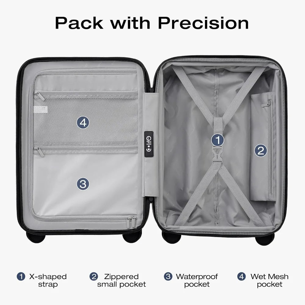 2 Piece Expandable Hardside Luggage Set Carry On & Large Checked Suitcase Spinner Wheels Travel Bags, Customized
