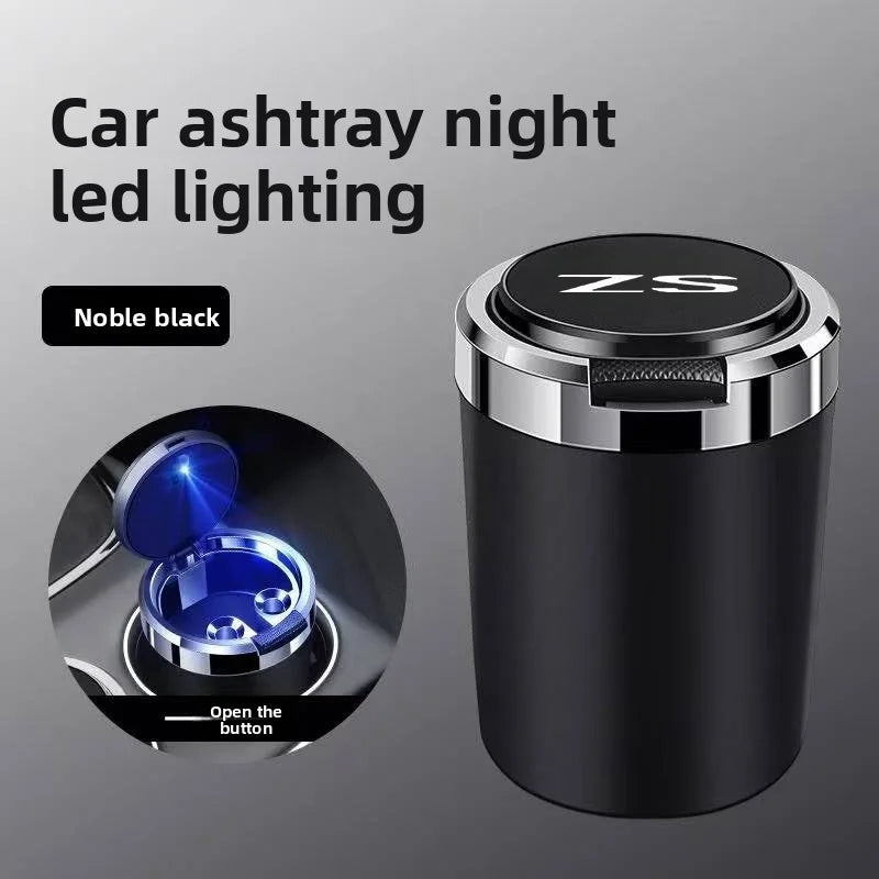 Car Ashtray Cigarette Ash Holds Cup LED Light Automotive Ashtray For Morris Garages MG ZS HS Logo Auto Accessories interior