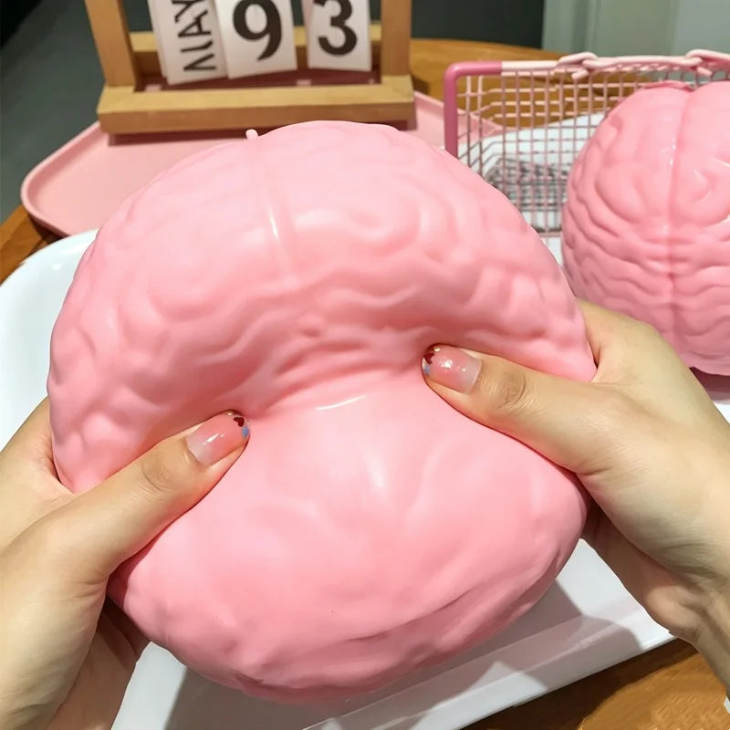 Squishy Jumbo Simulated Brain Fidget Toy Big Brain Model Stress Ball Halloween Prop Squeeze Toy ASMR Anxiety Relief Toys Decor