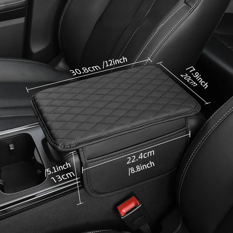 1pc Car armrest box with height pad and side storage bag multifunctional armrest pad