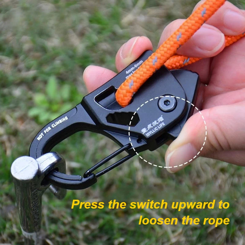 Aluminum Alloy Tent Rope Tensioner Rustproof Strong Load-Bearing Quick Fix Buckle Cord Adjuster for Camping Tent Accessories