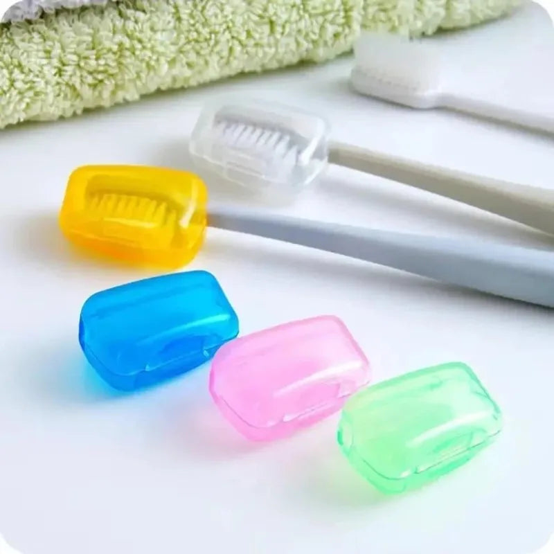 50pcs Portable Toothbrush Head Cover Dustproof Protection Case Storage Cover For Outdoor Travel Bathroom Supplies