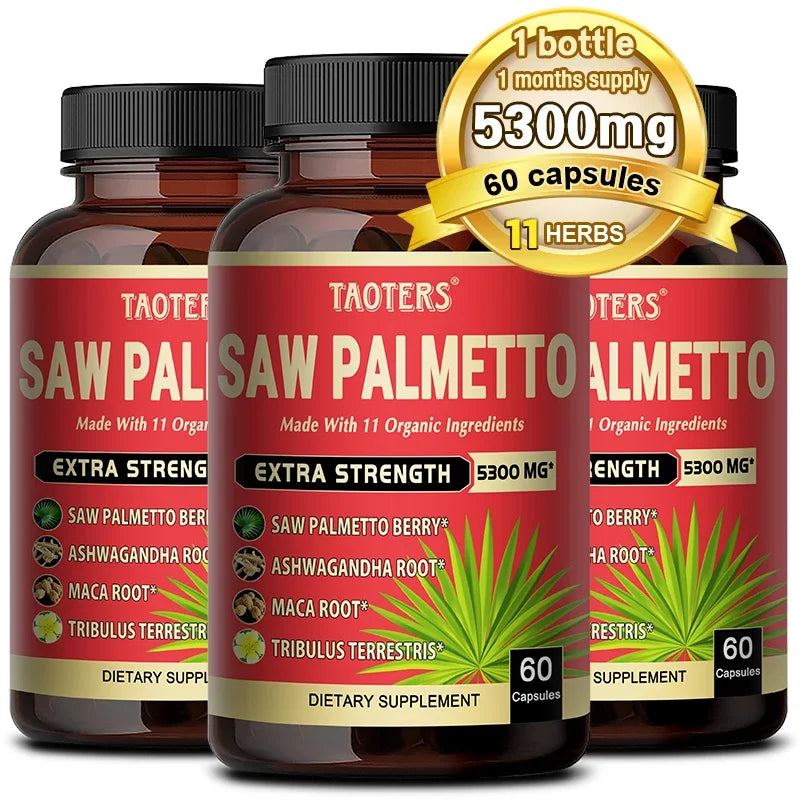 Saw Palmetto Supplement 5300 Mg - with 11 Organic Ingredients - for Urinary Tract and Prostate Health