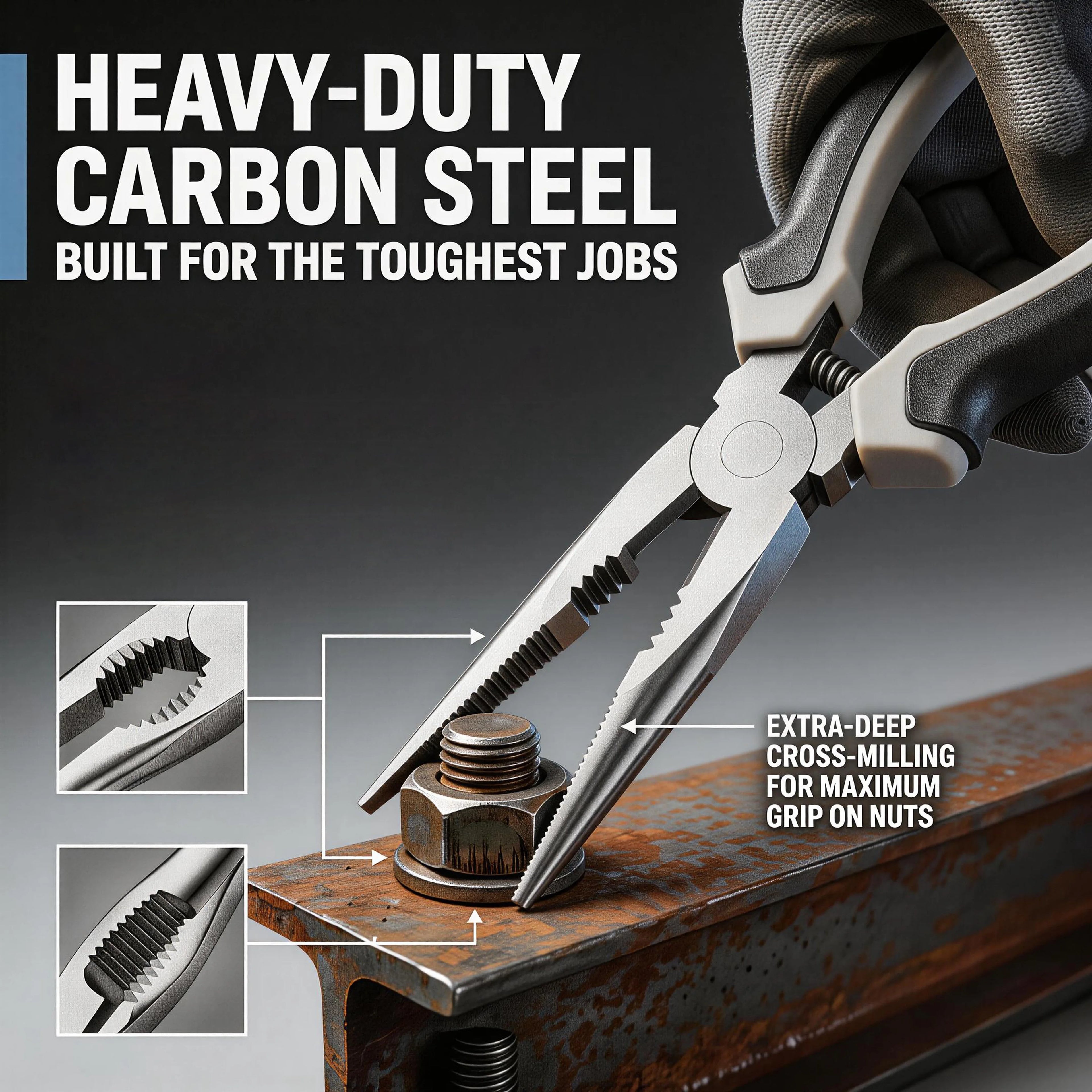 6 Inch Ergonomic Long Nose Pliers Rustproof CR-V Steel Multi-Tool With Sharp Cutting Edge For Nut Gripping Repair Operations