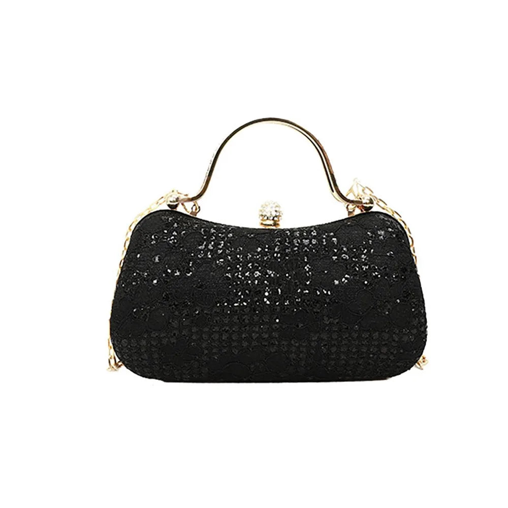 Casual Luxury Evening Banquet Bag Rhinestone Flower Ladies Clutch Bag Phone Pouch Shiny Chain Crossbody Bag Wedding