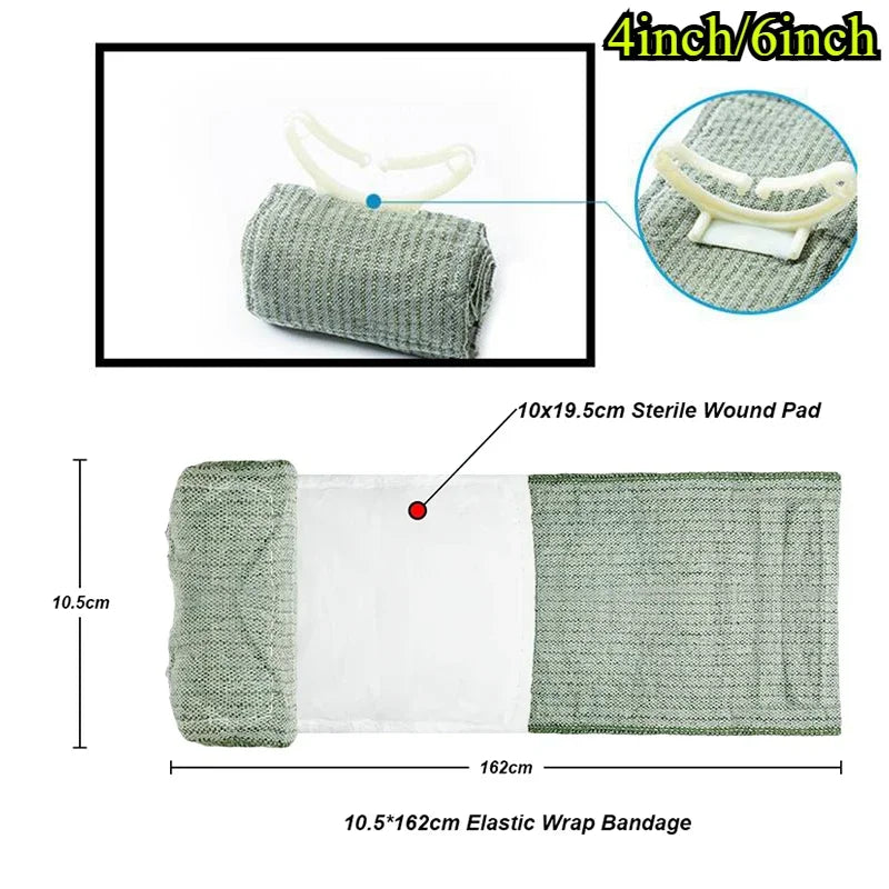 2026 4inch/6inch Israeli Emergency Bandage, Elastic Sterile Pressure Bandage for Outdoor Tactical Home, First Aid Trauma Kit