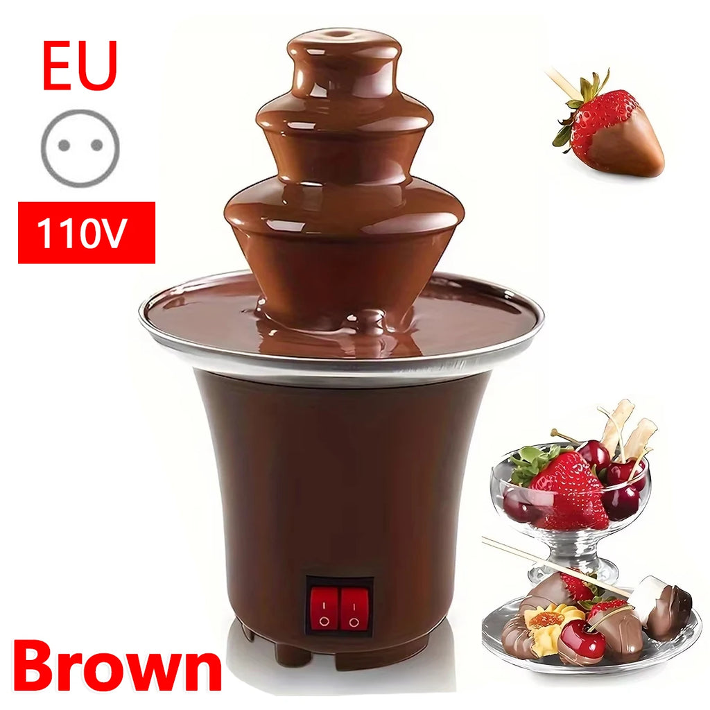 2026 New 3 Layer Chocolate Fountain 10oz Capacity Household Electric Chocolate Fondue Machine for Candy Cheese Melting