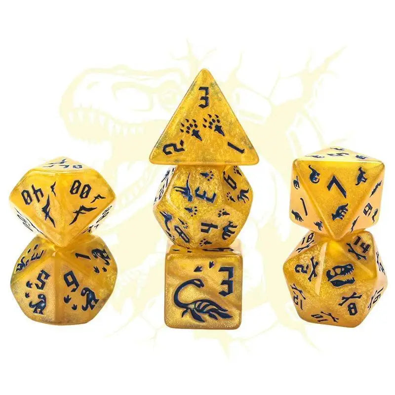 7Pcs/Set Dinosaur Dice Clear Engraved Digits Dice For Prehistoric Dinosaur For Tabletop Board Game Nights