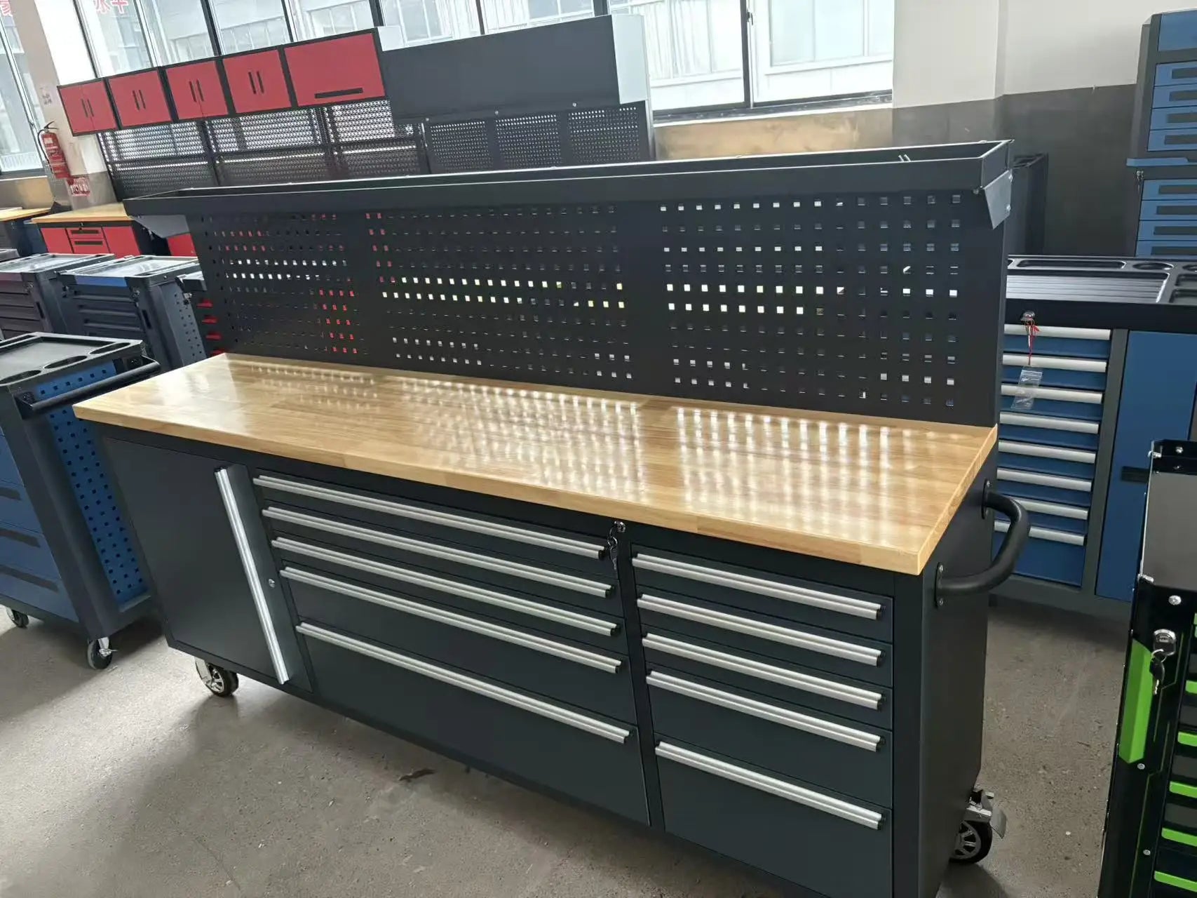 Heavy duty auto repair tool cart 84 inch 10 drawer with hanging plate multi-functional combination tool cabinet workshop repair