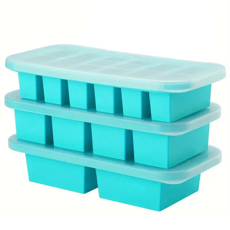 2 or 3-piece Silicone Freezer Tray Mold with Lid, Storage Box Food Box, Storage Containers for Soup, Broth, Meal Prep, Ice Cubes