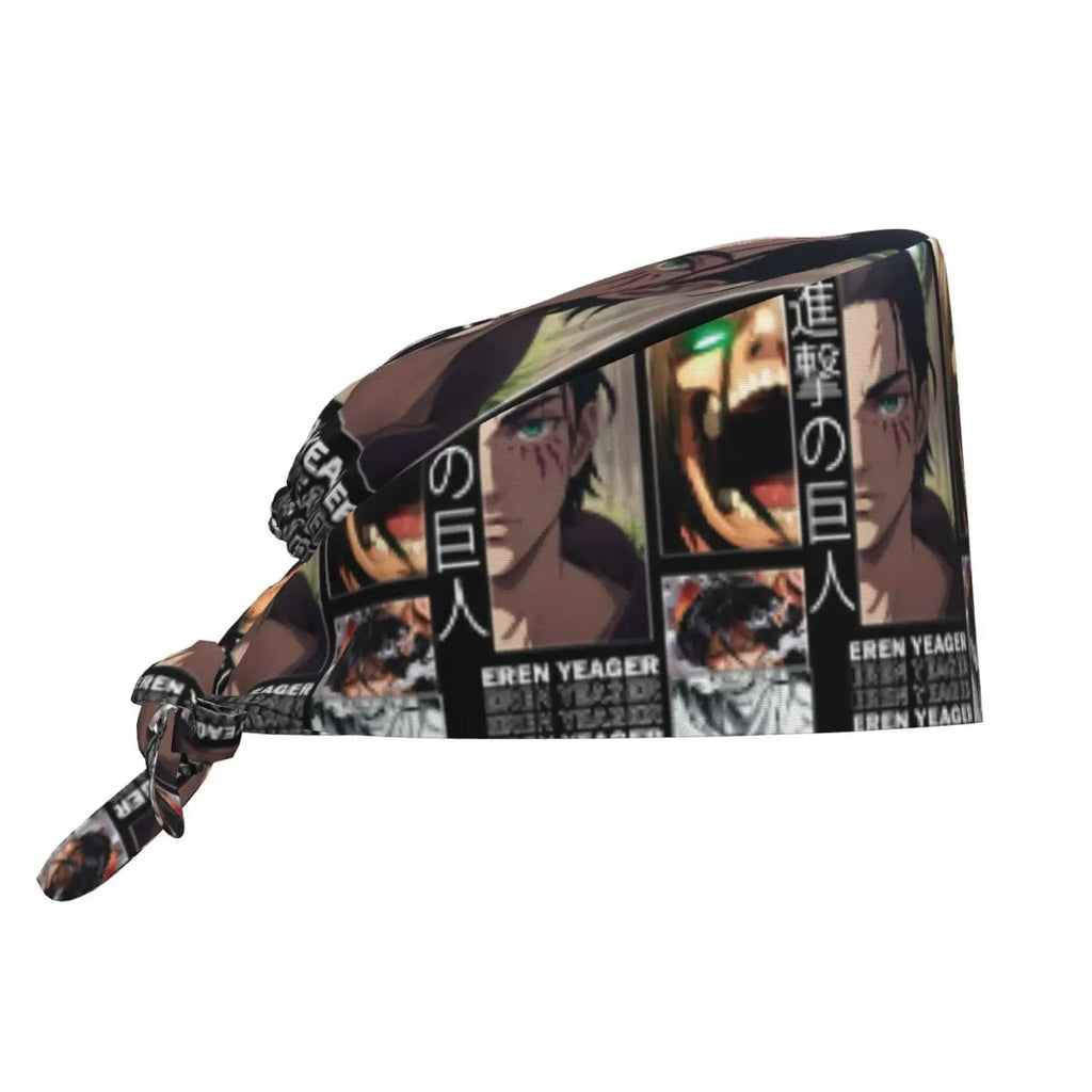 Custom Attacks On Titans Cleaning Working Cap Cool Men Women Cartoon Anime Comic Film Scrub Cap Surgicals Hat Nurse Scrubs Hat