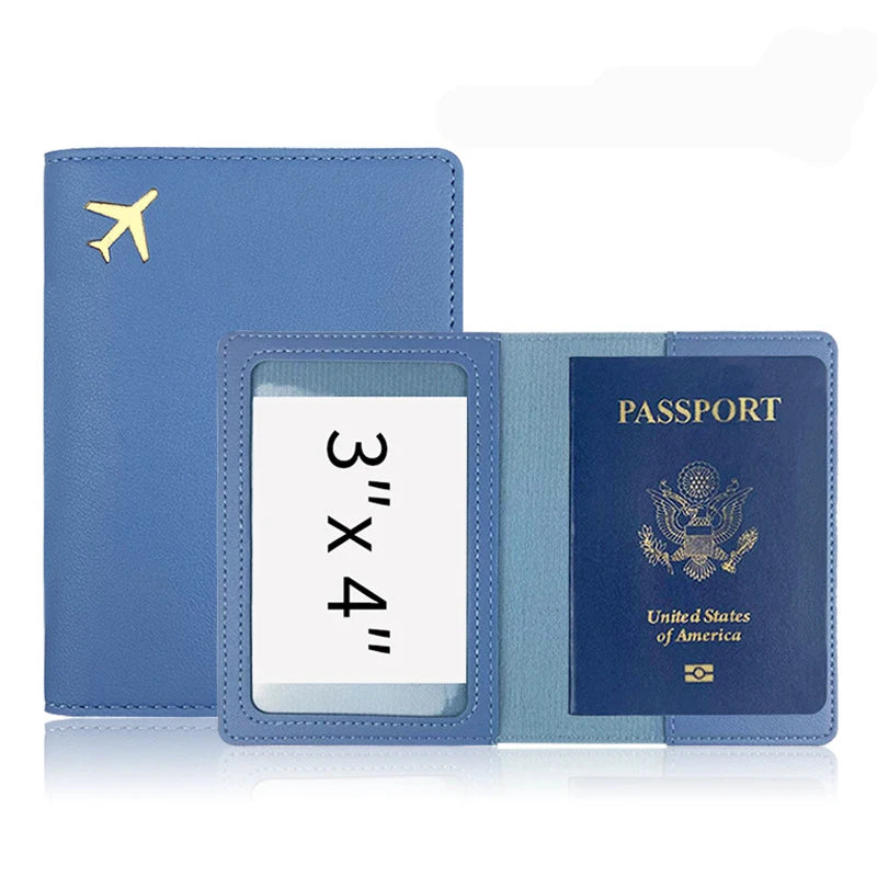 Luxury Gold Airplane Passport Cover Custom Name Men Women Business Passport Holder Personalized Logo Initials Travel Accessories