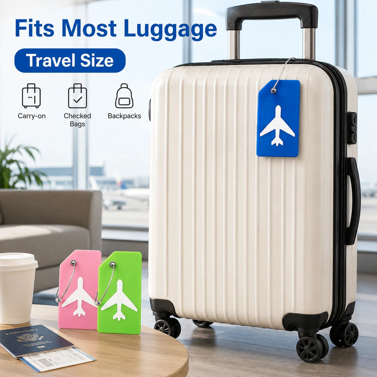 2/5PCS Silicone Travel Luggage Tag Airplane Design Suitcase Bag Identifier Bright Color with Steel Wire Loop Name Card Daily Use