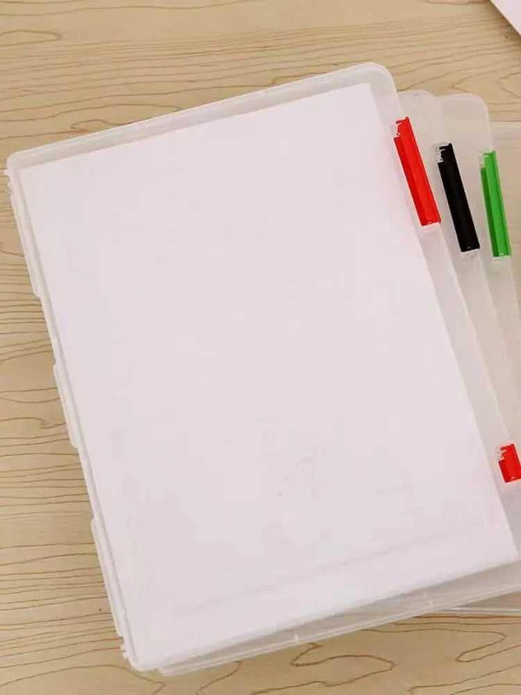 1PC Transparent File Box A4 Plastic PP File Box For School Students Multi-layer Portable Double-layer Data File Subject Classifi