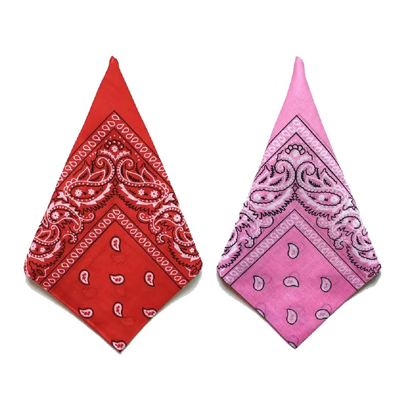 1/2PCS Fashion Hip Hop 100% Cotton Bandana Square Scarf 55cm*55cm Black Red Paisley Headband Printed For Women/Men/Boys/Girls