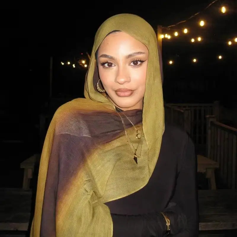 Gradient Ombre Hijab Scarf Women Soft Lightweight Muslim Bandana Headscarf Ladies Multi-purpose Hair Accessories for Daily