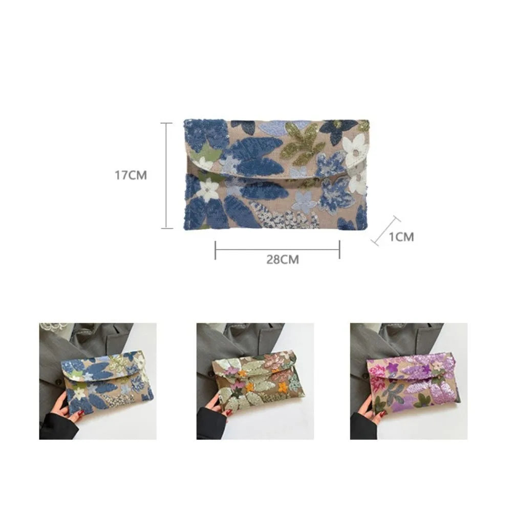 Stylish Sequin Evening Clutch Bags Beaded Exquisite Floral Embroidery Bags Glitter Elegant Party Purses Night Out
