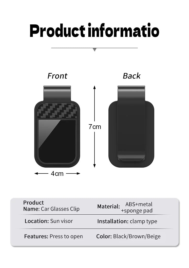 Sunglass Holder for Car Sunglasses Holder and Ticket Card Clip Universal for Different Size Glasses Car Visor Accessories