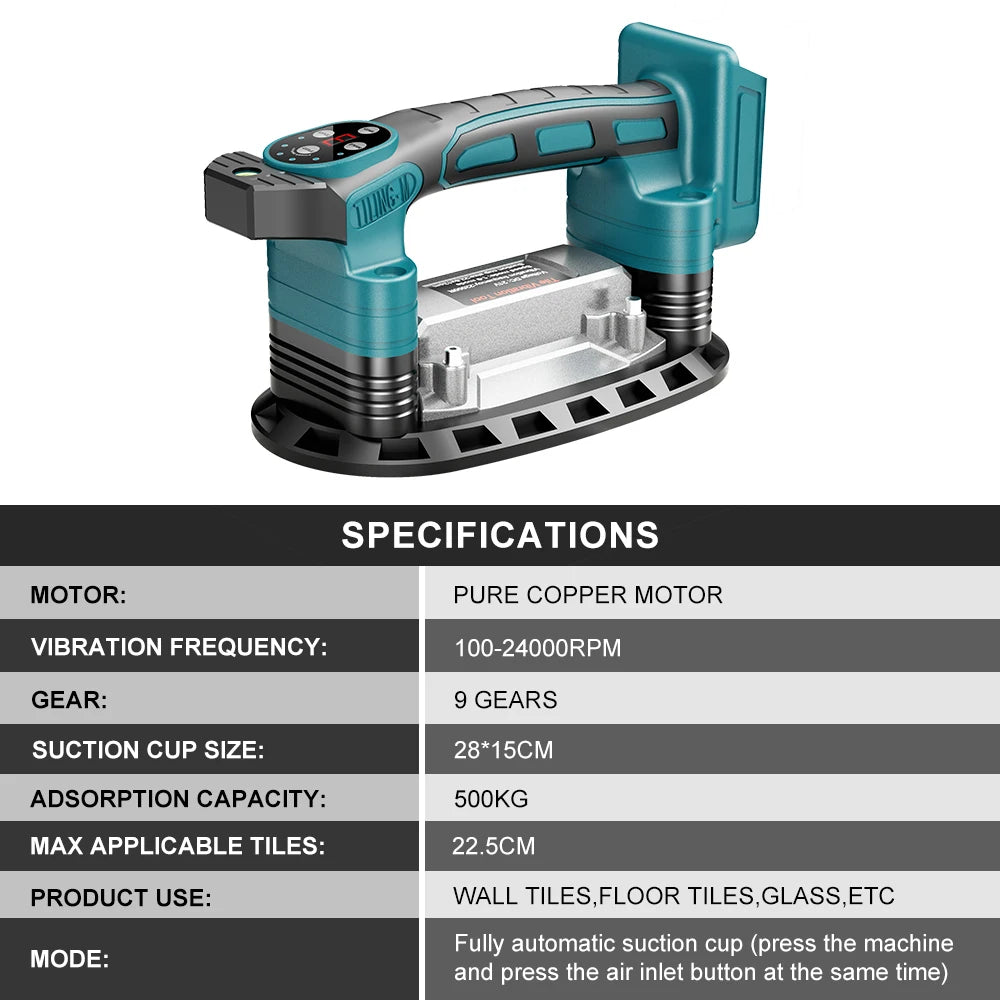 YEARTOP Cordless Tile Laying Machine 9 Speed500KG Tile Vibration Leveling Machine Installation Power Tool for Makita 18V Battery