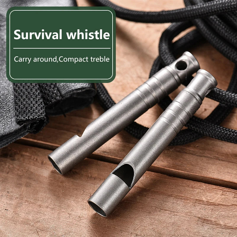 Ultralight Titanium Emergency Whistle With Lanyard Outdoor Camping Hiking Survival Tool