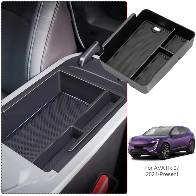 Car Armrest Box Storage For For AVATA 07 2024-Present ABS Under Center Console Organizer Tray Door Tidying Box Auto Accessory