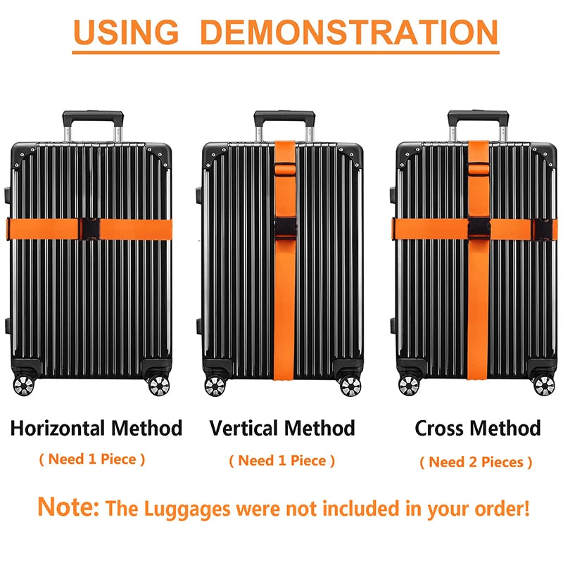 Straight Shaped Luggage Straps for Suitcase, Polyester Luggage Belt with Adjustable Release Buckle Travel Accessory