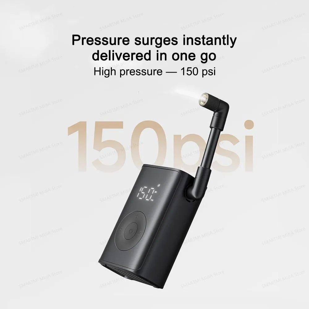 MIJIA Tire Inflator Portable Electric Air Compressor Cordless Mini Bike Pump Display,150PSI Car Tires Air Pump With LED Lights