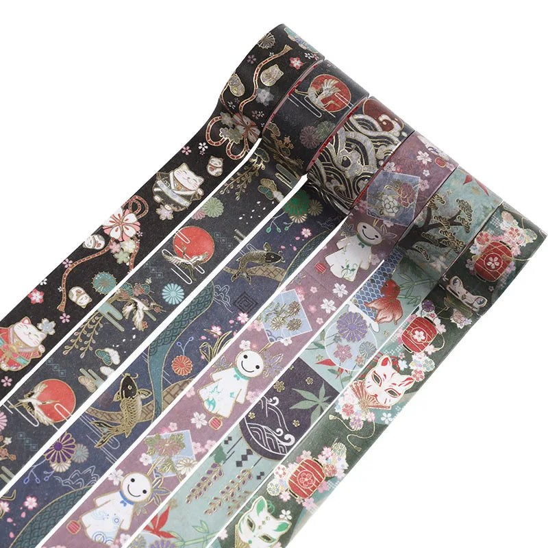 12Pcs/Set Japanese Style Washi Tapes Masking Tape Washi Stickers Scrapbooking Adhesive DIY Decorative Stationery School Supplies
