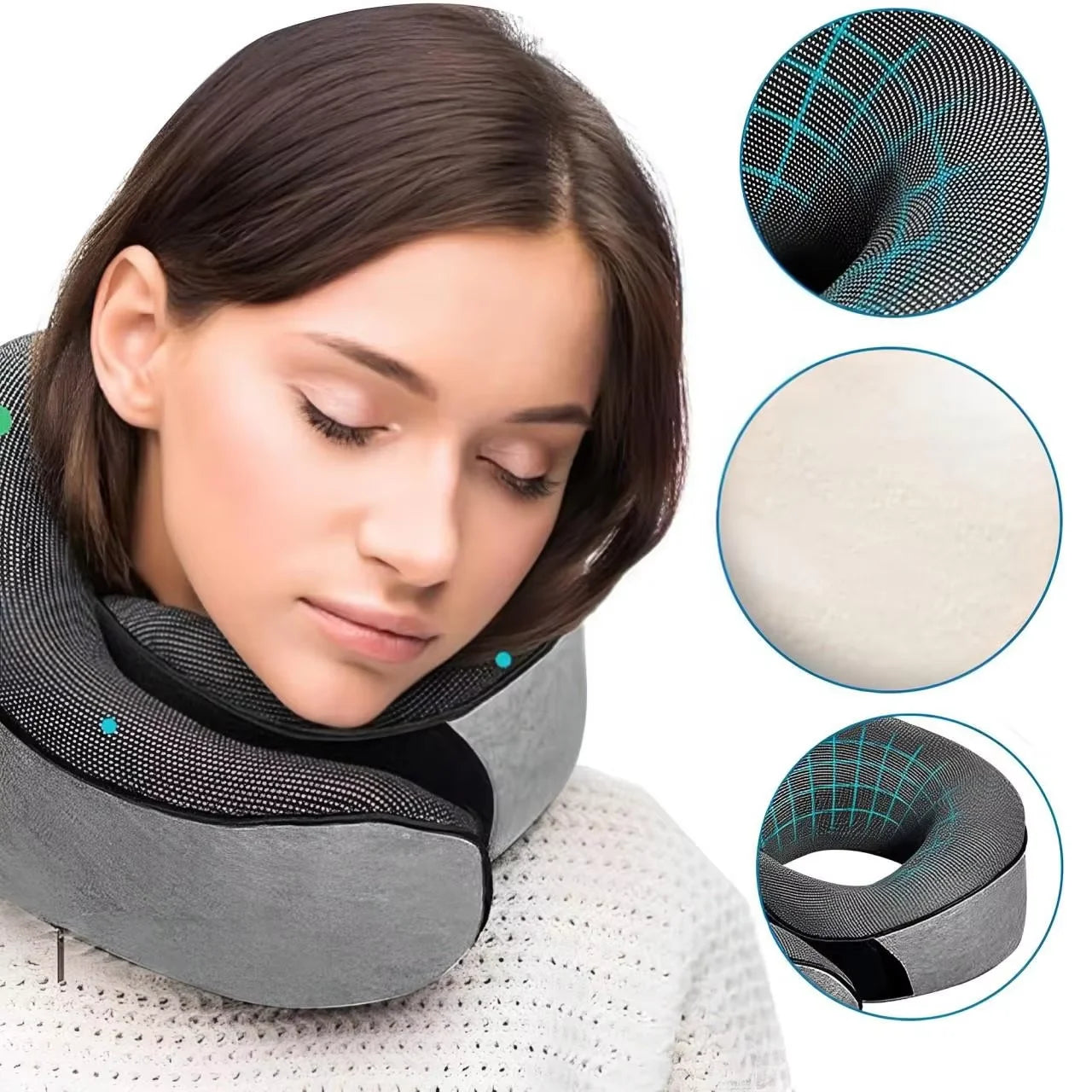 U-shaped Portable Pillow Memory Foam Snail Pillow Soft Noon Break Sleep Pillows Travel Neck Support Travel Neck Pillow