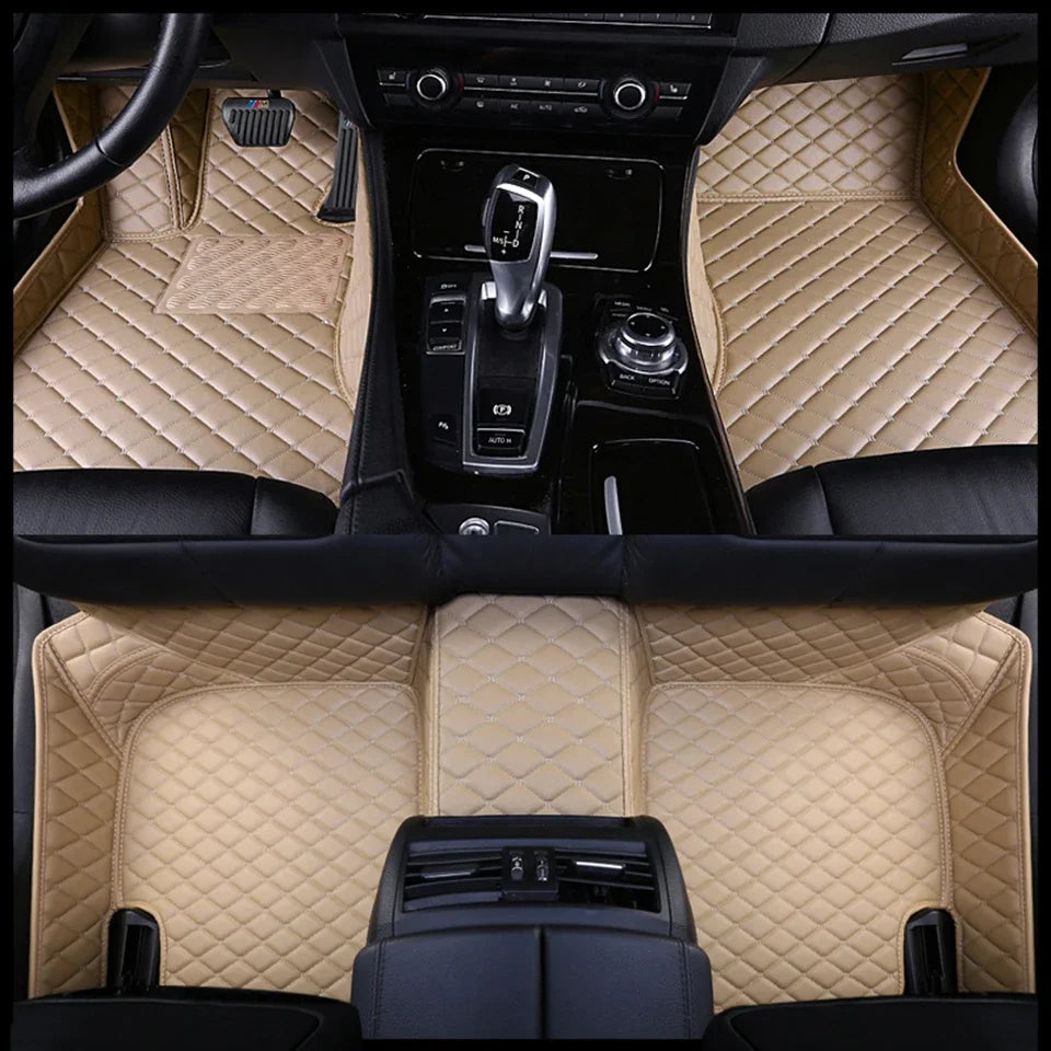 Custom Leather Car Floor Mat For Mitsubishi Outlander Lancer X 2015 2016 2017 2018 2019 2020 2021 Waterproof interior Accessorie