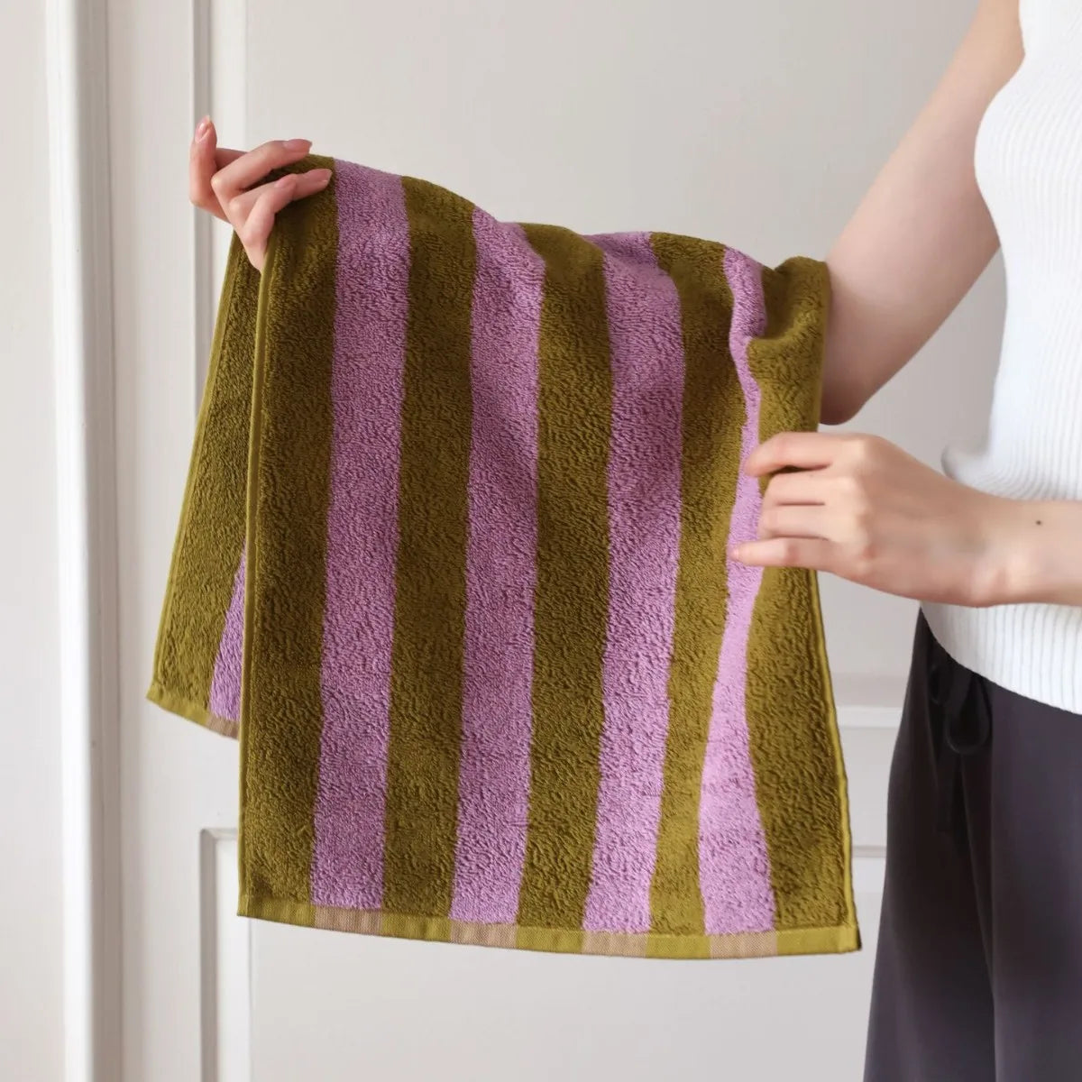Autumn Winter Striped Bath Towel Cotton Plush Washed Washcloth Worsted Soft Absorbent Bathroom Towels For Man Women Dropshipping