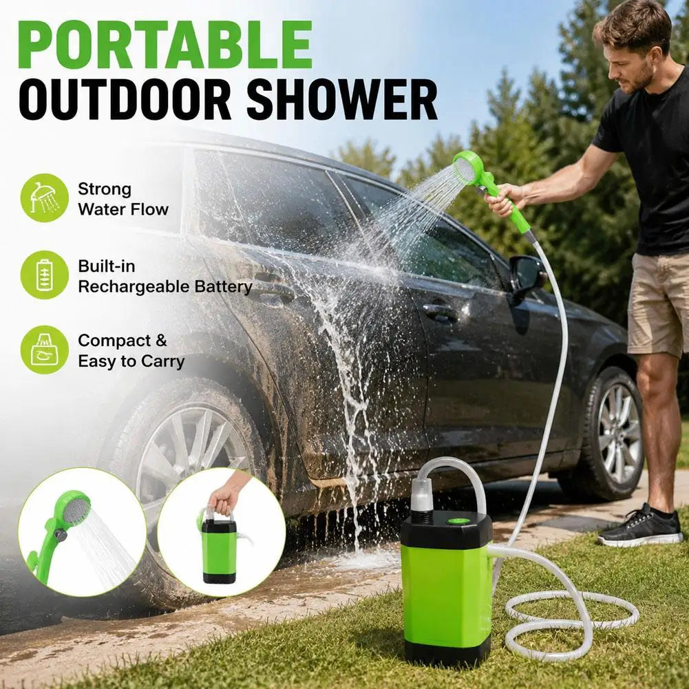 6000mAh Electric Camp Shower Full Screen Portable Pump for Outdoor Shower Car Cleaning Tool Set