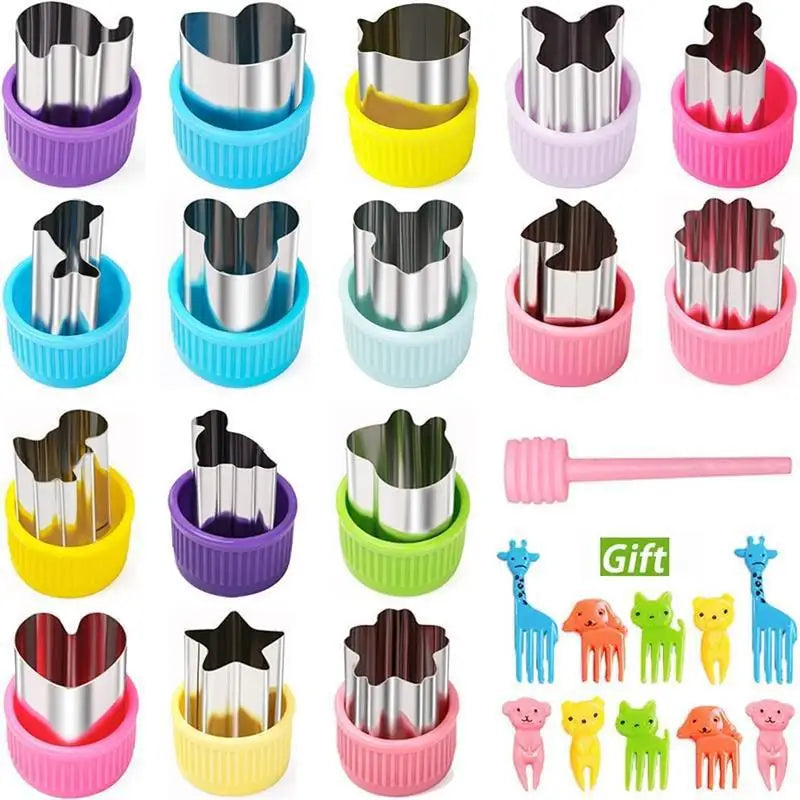 Animals Mini Vegetable Fruit Cutters Shapes Set for Kids Children DIY Cute Cookie Biscuits Cutter Food Bread Stamps Maker Mold