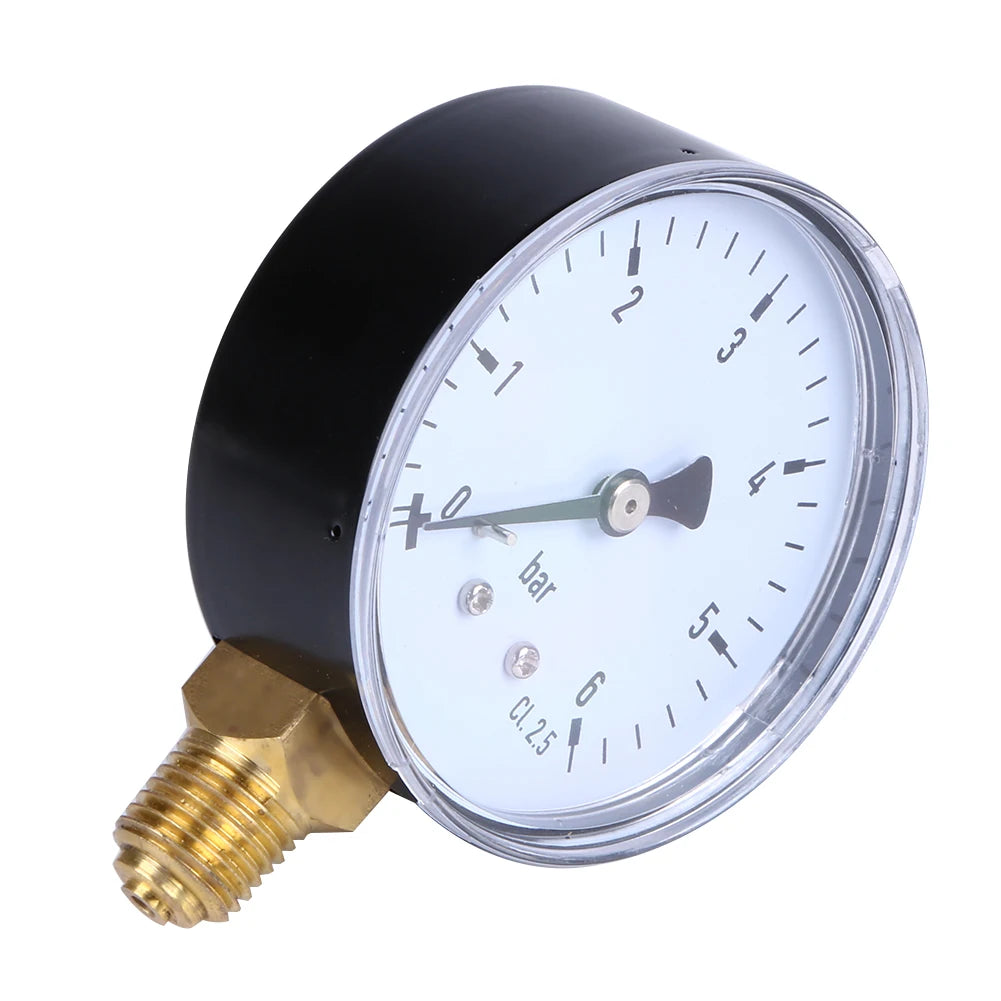6 Bar Manometer 1/4 NPT Air Compressor High Strength Pressure Gauge 2.3 Face for Air Water Oil Gas Measurement