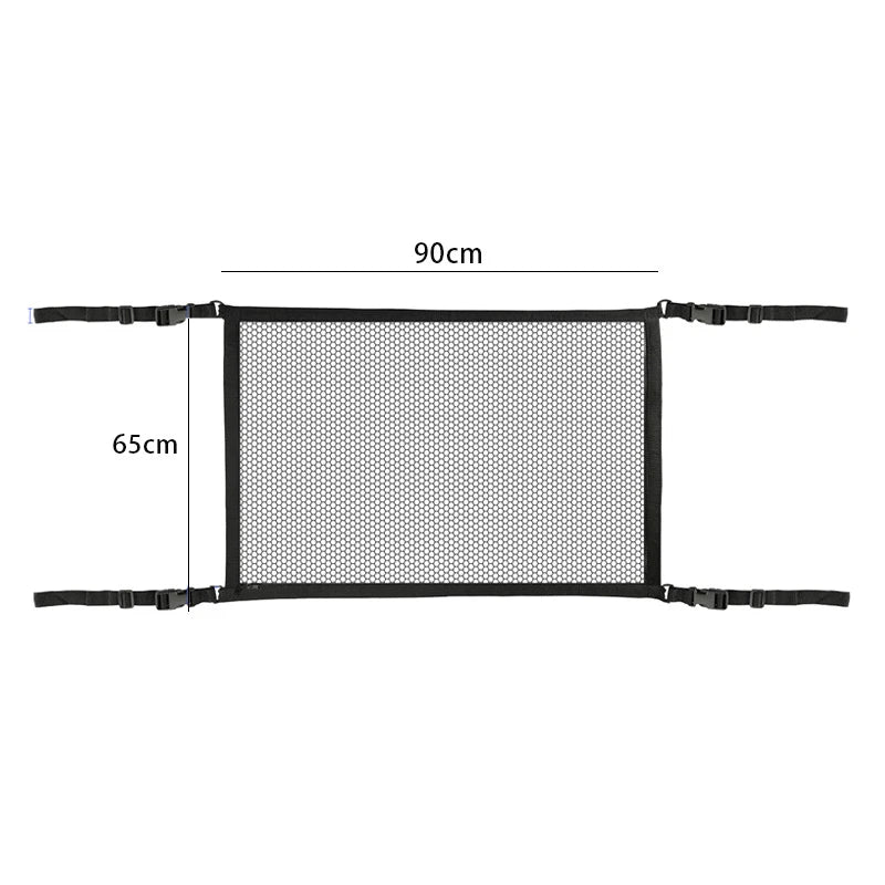 Car Ceiling Storage Net Pocket, Adjustable Roof Mesh Organizer Bag, Universal Auto Interior Roof Cargo Net for Travel Supplies