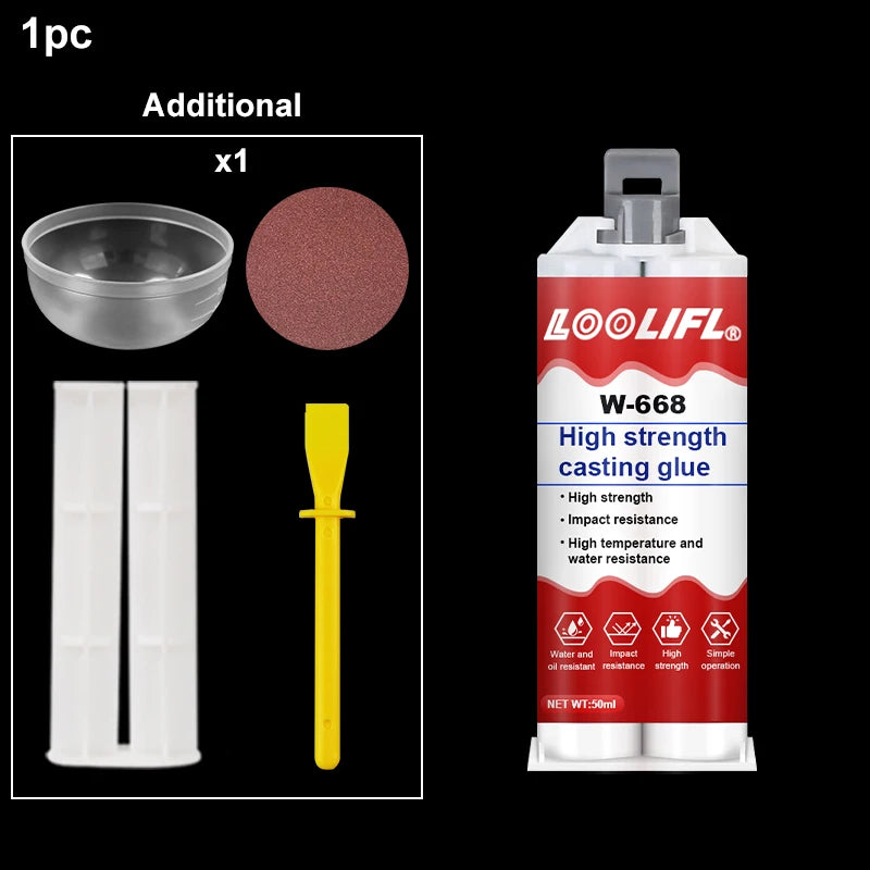 Metal Glue, Casting Glue 1.76 Ounces 2 Parts Epoxy Resin Super Welding, Welding Metal, Plastic, Steel, Ceramics, Glass Fiber Car