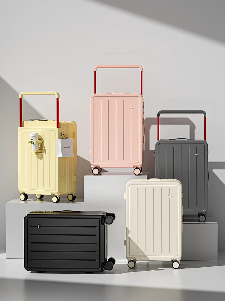 2025 New Wide Handle Luggage Small Carry-On Suitcase 20 Inch Travel Bag for Men And Women with Password Lock Trendy Polyester...