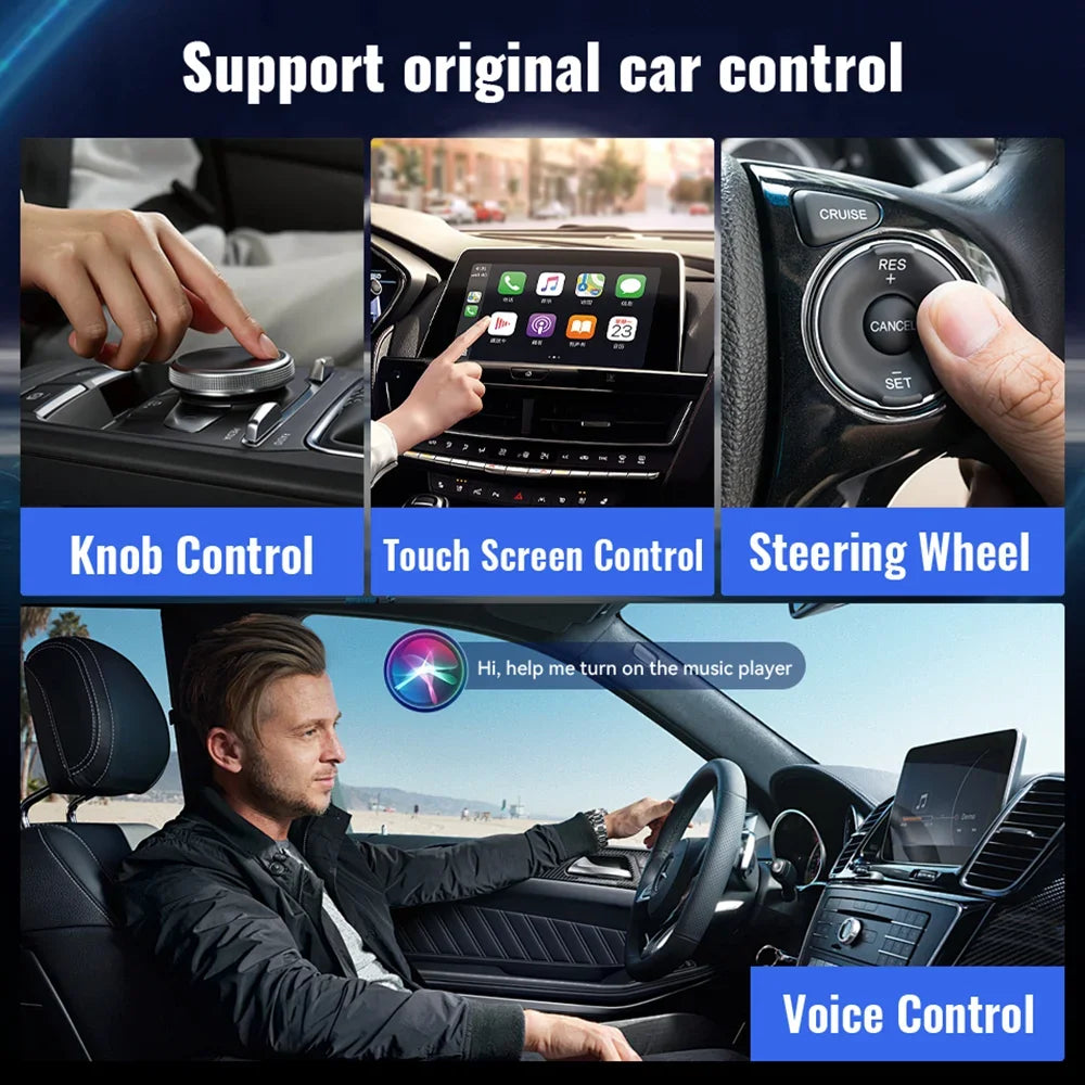 PLAYAIBOX CarPlay Ai Box Wireless CarPlay Android TV Box Let Wired CarPlay To Smart Android 15 System Built in Youtube Netflix