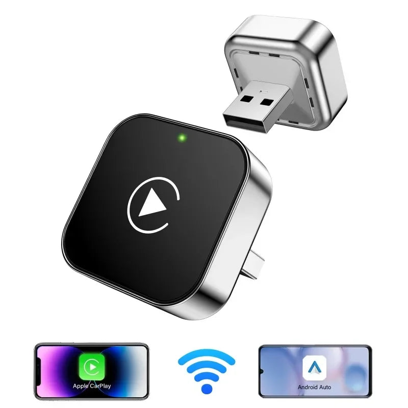2026 2in1 CarPlay/Android Auto Adapter Wired to Wireless Dongle for Apple & Android Plug and Play Universal Car Accessory Newest